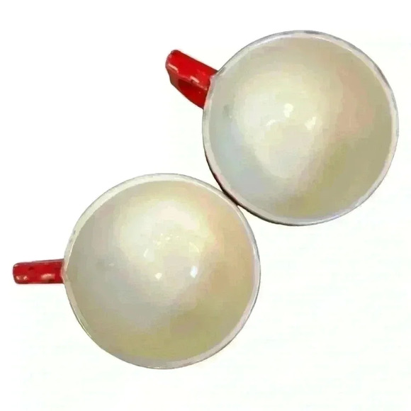 Set of 2 hand thrown latte mugs red glaze - Picture 14 of 15